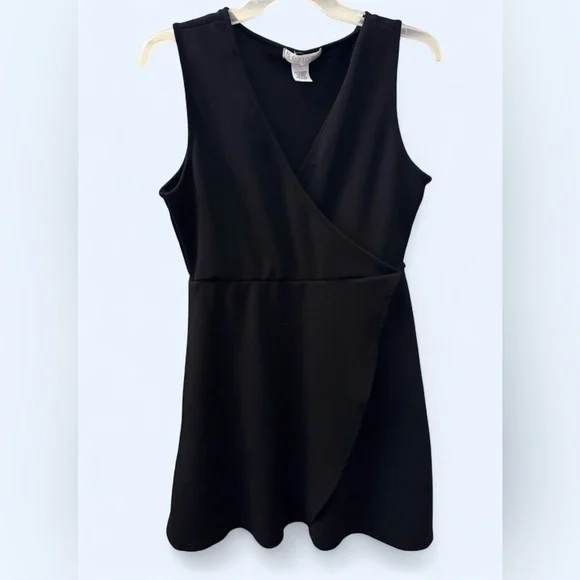 Planet Gold Black Wrap Front Sleeveless Dress Size Large - Picture 1 of 4